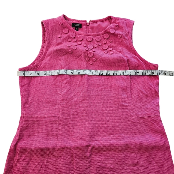 Women's Talbot Hot Pink Tweed Linen Sheath Dress Sleeveless 14P   14 Petite - Picture 6 of 9